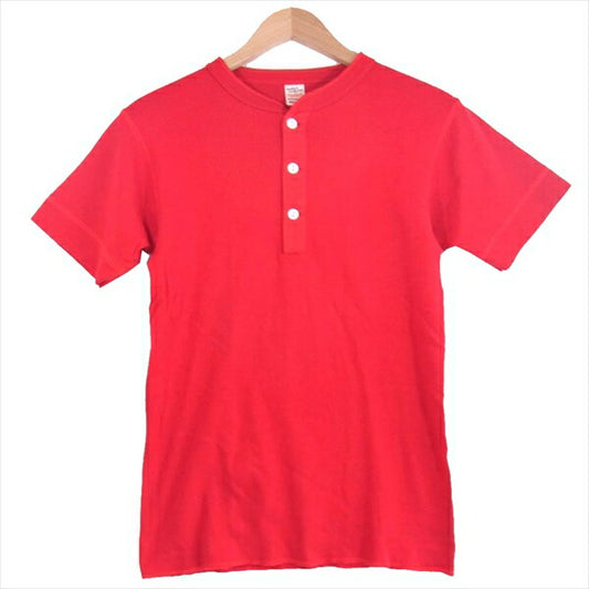 The REAL McCOY'S ザリアルマッコイズ ヘンリーネック 半袖 Tシャツ レッド系 M【美品】【中古】