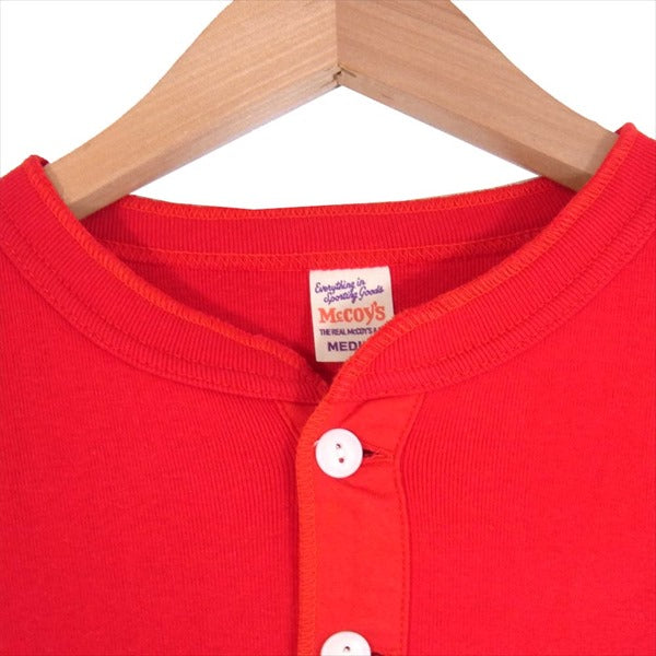 The REAL McCOY'S ザリアルマッコイズ ヘンリーネック 半袖 Tシャツ レッド系 M【美品】【中古】