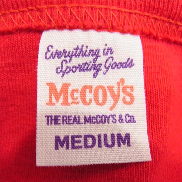The REAL McCOY'S ザリアルマッコイズ ヘンリーネック 半袖 Tシャツ レッド系 M【美品】【中古】