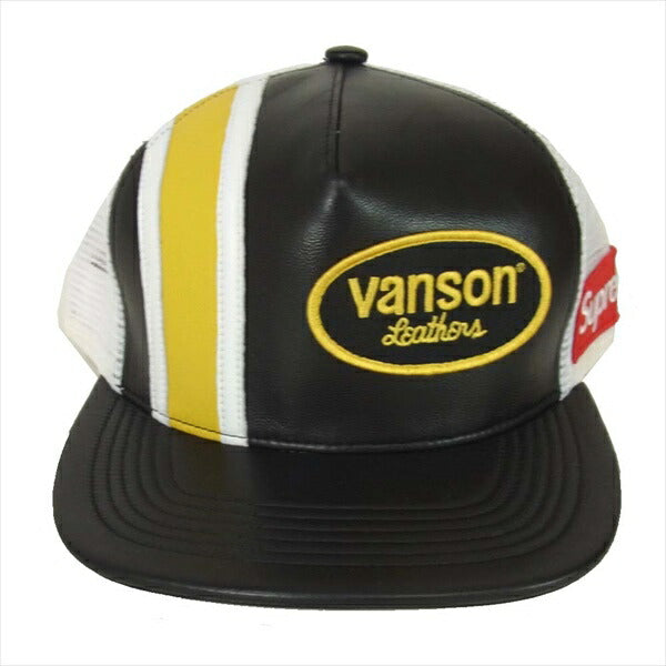 Supreme シュプリーム × バンソン VANSON 20SS Mesh Back 5-Panel レザー切替 5パネル メッシュ キャップ ブラック系【美品】【中古】