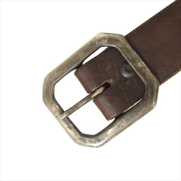 HYSTERIC GLAMOUR ヒステリックグラマー × オールドスタッズ OLD STUD レザー切替 ロゴスタッズ テープ ベルト ブラウン系 ブラウン系 S【中古】