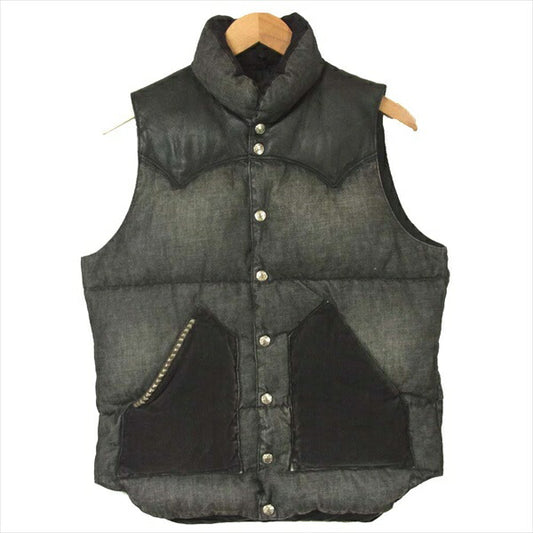 HYSTERIC GLAMOUR ヒステリックグラマー × ロッキーマウンテン 0263AV01 レザーヨーク スタッズ デニム ダウンベスト グレー系 グレー系 S【中古】