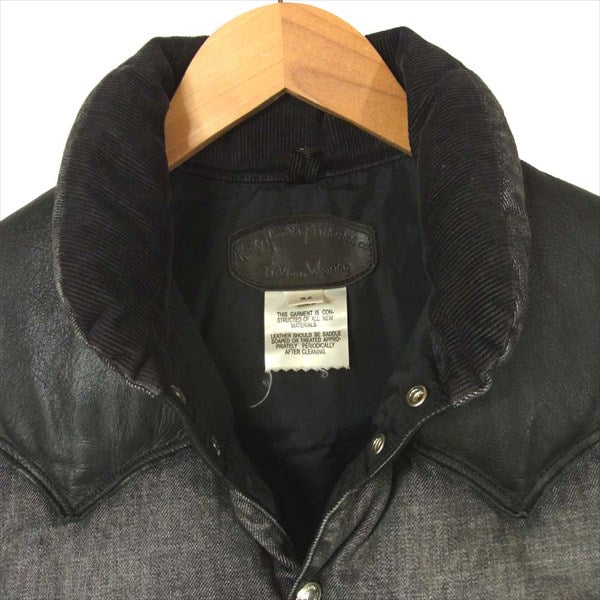 HYSTERIC GLAMOUR ヒステリックグラマー × ロッキーマウンテン 0263AV01 レザーヨーク スタッズ デニム ダウンベスト グレー系 グレー系 S【中古】