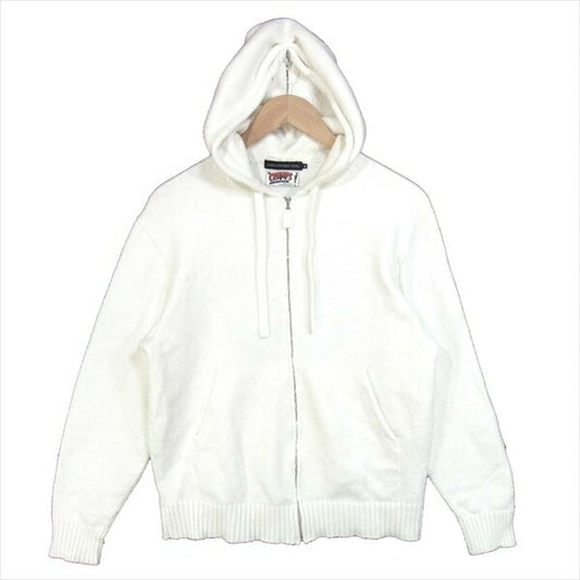 HYSTERIC GLAMOUR ヒステリックグラマー × ザ クランプス THE CRAMPS ニット ジップ パーカー ホワイト系 ホワイト系 M【中古】