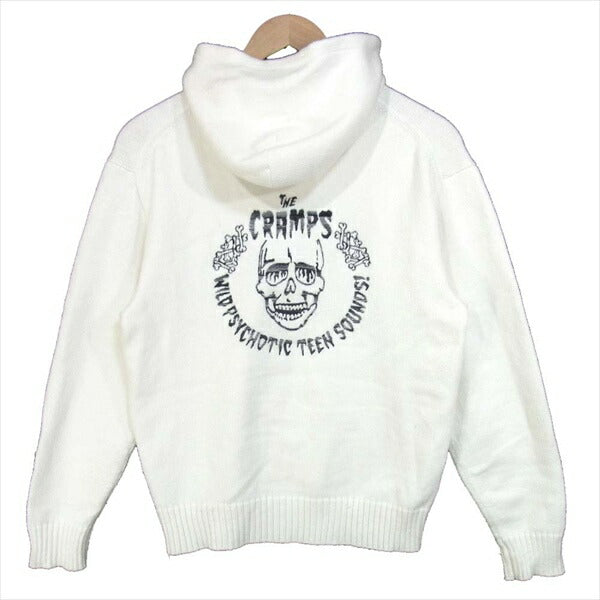 HYSTERIC GLAMOUR ヒステリックグラマー × ザ クランプス THE CRAMPS ニット ジップ パーカー ホワイト系 ホワイト系 M【中古】