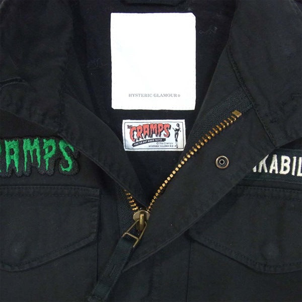 HYSTERIC GLAMOUR ヒステリックグラマー 0263AB10 16AW CRAMPS WHAT’S BEHIND THE MASK 刺繍 ジャケット 黒系 S【中古】