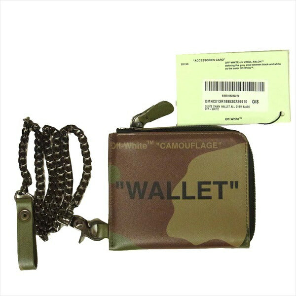 OFF-WHITE オフホワイト 国内正規品 19SS CAMOUFLAGE QUOTE ZIP WALLET ウォレット 財布 コインケース カーキ(オリーブグリーン)系  カーキ(オリーブグリーン)系【極上美品】【中古】
