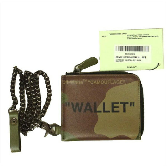 OFF-WHITE オフホワイト 国内正規品 19SS CAMOUFLAGE QUOTE ZIP WALLET ウォレット 財布 コインケース カーキ(オリーブグリーン)系  カーキ(オリーブグリーン)系【極上美品】【中古】