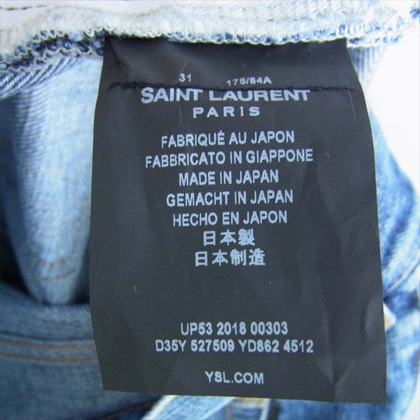SAINT LAURENT サンローラン 国内正規品 18AW BMC527509 DESTROYED デストロイジーンズ デニム パンツ インディゴブルー系 31【新古品】【未使用】【中古】