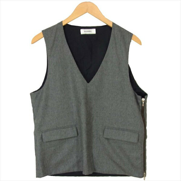 DIGAWEL ディガウェル フロントポケット ジップ ウール 日本製 シンプル ベスト ジレ グレー系 2 グレー系 2【中古】