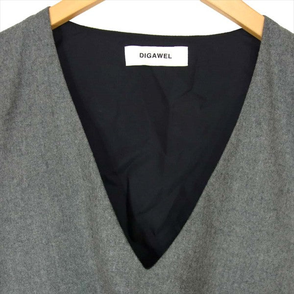 DIGAWEL ディガウェル フロントポケット ジップ ウール 日本製 シンプル ベスト ジレ グレー系 2 グレー系 2【中古】