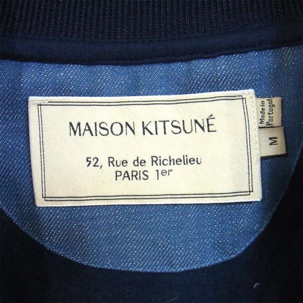 MAISON KITSUNE メゾンキツネ KML-1551-B 刺繍 スウェットスタジャン スウェット スタジャン ネイビー系  ネイビー系 M【中古】