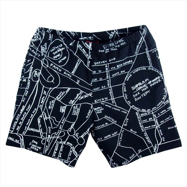 Supreme シュプリーム 19ss Gonz Embroidered Map Sweatshort スウェット ショーツ ハーフ パンツ ブラック系 S【美品】【中古】