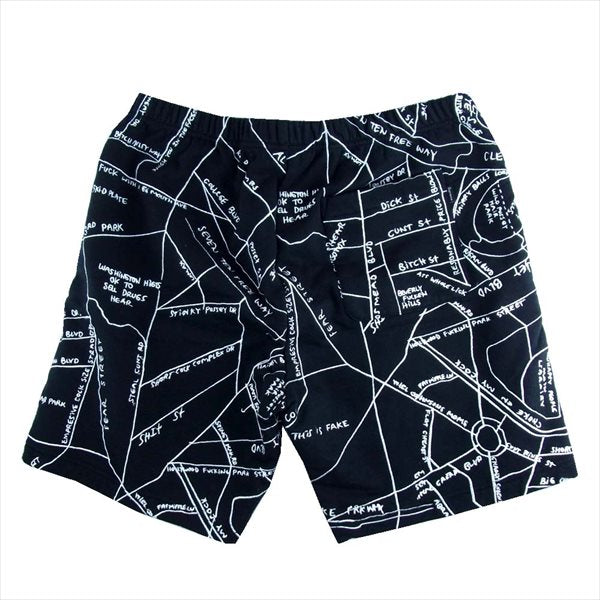 Supreme シュプリーム 19ss Gonz Embroidered Map Sweatshort スウェット ショーツ ハーフ パンツ ブラック系 S【美品】【中古】