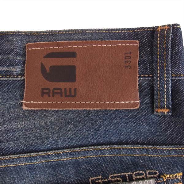 G-STAR ジースター RAW VINTAGE AGED STRAIGHT DENIM ビンテージ 加工 ストレート デニム パンツ インディゴブルー系 34【極上美品】【中古】