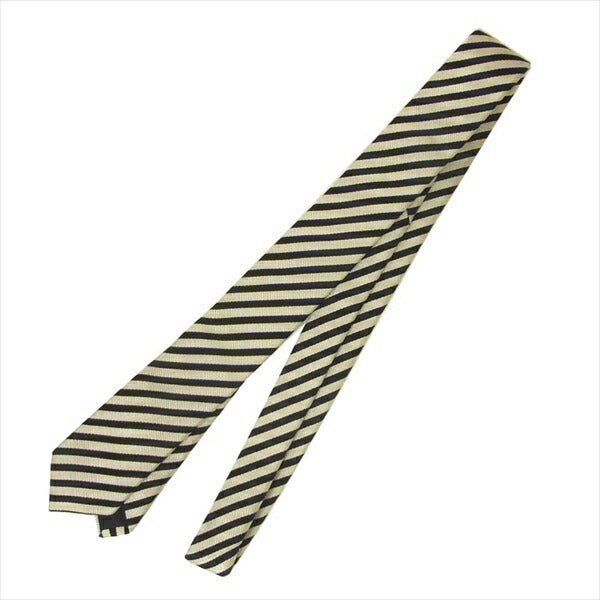 SAINT LAURENT サンローラン 未使用品 19SS 557125 4Y009 9160 レジメンタル ナロー タイ ネクタイ 黒 × 白 黒 × 白【極上美品】【中古】