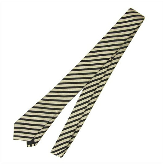 SAINT LAURENT サンローラン 未使用品 19SS 557125 4Y009 9160 レジメンタル ナロー タイ ネクタイ 黒 × 白 黒 × 白【極上美品】【中古】