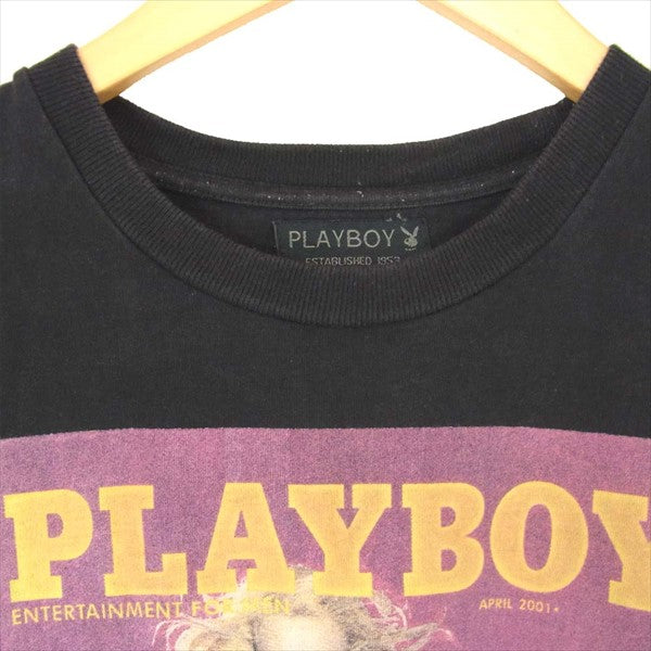 TMT ティーエムティー プレイボーイ PLAYBOY ギターガール 半袖 コットン Tシャツ ブラック系 M【中古】