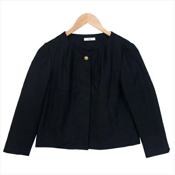 IENA イエナ タック入り ノーカラージャケット ノートカラー レディース ジャケット 黒系 表記無し【美品】【中古】