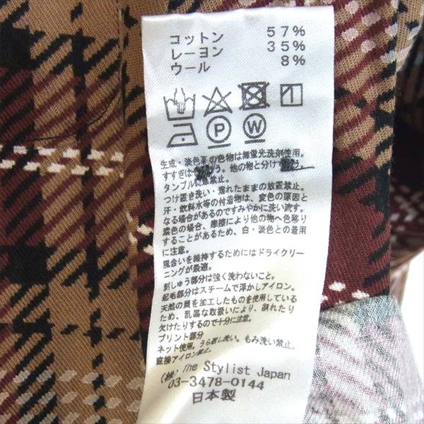 The Stylist Japan ザスタイリストジャパン 胸ポケット 刺繍 長袖 チェック シャツ 長袖シャツ ブラウン系 M【中古】