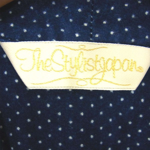 The Stylist Japan ザスタイリストジャパン 胸ポケット 刺繍 丸襟 ドット フランネル 長袖シャツ ネイビー系 M【中古】