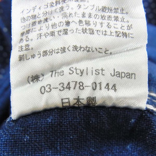 The Stylist Japan ザスタイリストジャパン 胸ポケット 刺繍 丸襟 ドット フランネル 長袖シャツ ネイビー系 M【中古】