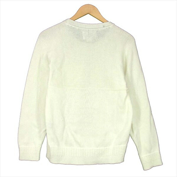 nanamica ナナミカ COOLMAX Crew Neck Sweater コットン プルオーバー 胸ポケット ニット カットソー 白系 S【中古】