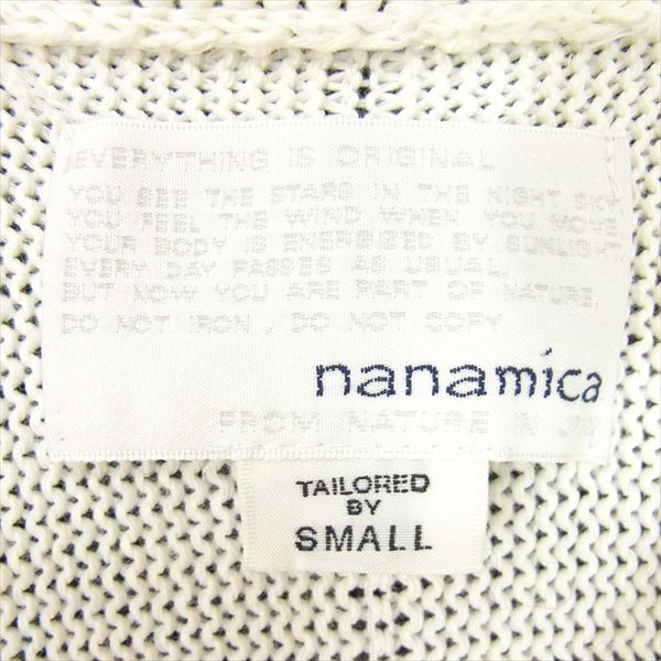 nanamica ナナミカ COOLMAX Crew Neck Sweater コットン プルオーバー 胸ポケット ニット カットソー 白系 S【中古】