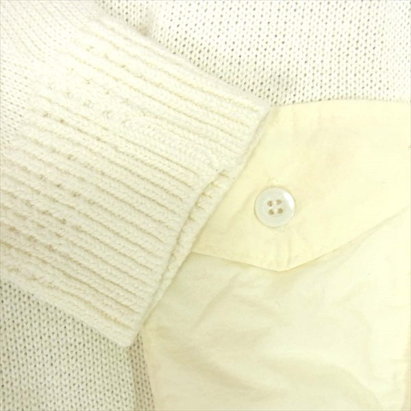 nanamica ナナミカ COOLMAX Crew Neck Sweater コットン プルオーバー 胸ポケット ニット カットソー 白系 S【中古】