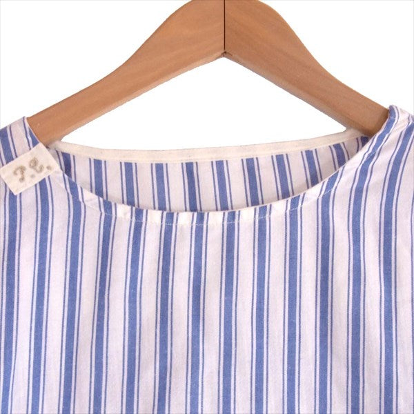 PORTER CLASSIC ポータークラシック BASQUE STRIPE SHIRT バスク ストライプ 半袖シャツ 白×青 白×青 S【中古】