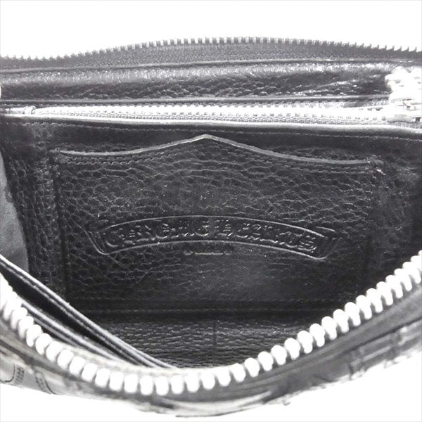 CHROME HEARTS クロムハーツ（原本無） REC F ZIP キルティング セメタリークロス ラウンドファスナー ジップ レザー ウォレット 財布 ブラック系【中古】