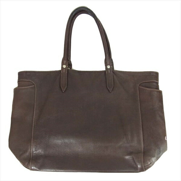 aniary アニアリ LEATHER TOTE BAG レザー 無地 ビジネス トート バッグ ブラウン系 ブラウン系【中古】