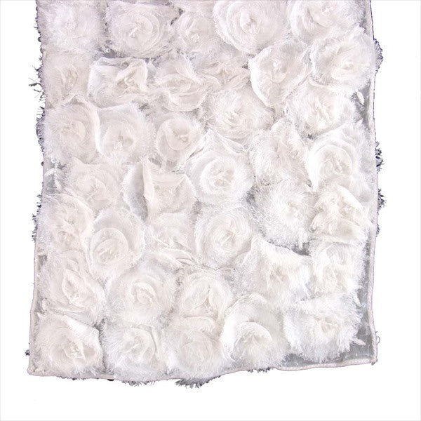 RALPH LAUREN ラルフローレン CHIFFON SWIRL FLOWER SCAR コレクション シルク ストール レディース ストール 白系  白系【新古品】【未使用】【中古】