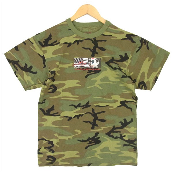 エフアールティー GOD BROS AMERICA CAMO T-SHIRT ゴッド ブロス アメリカ カモ 半袖 Tシャツ カーキ(オリーブグリーン)系 M【新古品】【未使用】【中古】