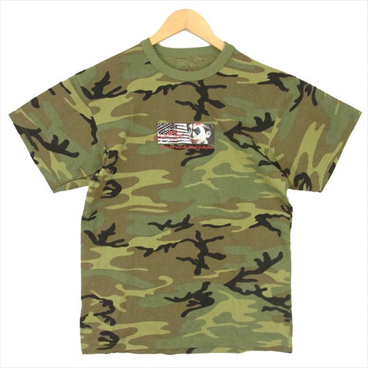 エフアールティー GOD BROS AMERICA CAMO T-SHIRT ゴッド ブロス アメリカ カモ 半袖 Tシャツ カーキ(オリーブグリーン)系 M【新古品】【未使用】【中古】