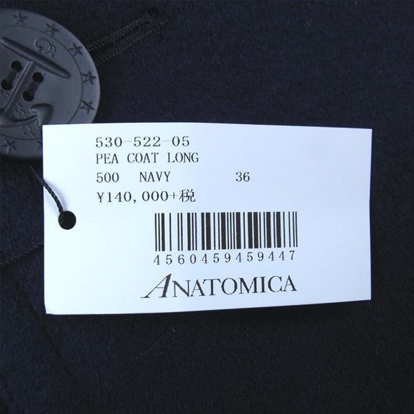 アナトミカ 530-522-05 LONG PEA COAT USN アメリカ 海軍 1920s 1930s 13 スター ボタン ロング Pコート コート ネイビー系 36【新古品】【未使用】【中古】