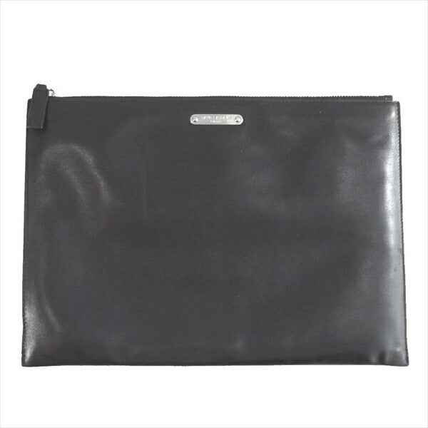 SAINT LAURENT サンローラン 462361 レザー ジップ ロゴ クラッチ メンズ バッグ 黒系  黒系【中古】