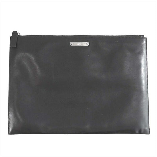 SAINT LAURENT サンローラン 462361 レザー ジップ ロゴ クラッチ メンズ バッグ 黒系  黒系【中古】