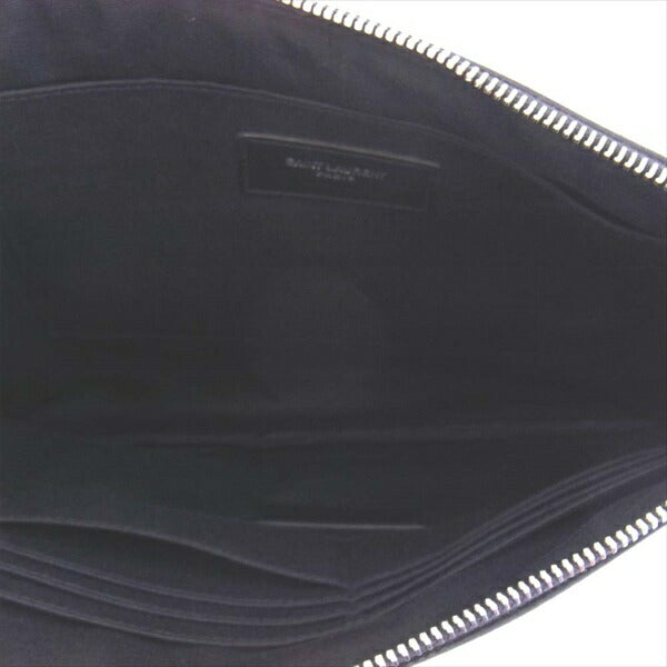 SAINT LAURENT サンローラン 462361 レザー ジップ ロゴ クラッチ メンズ バッグ 黒系  黒系【中古】