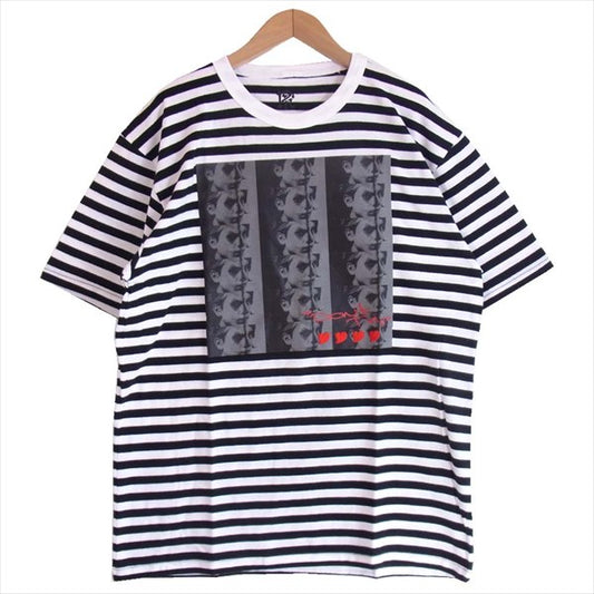 エフアールティー 半袖 プリント ボーダー Tシャツ 黒×白 黒×白 L【新古品】【未使用】【中古】