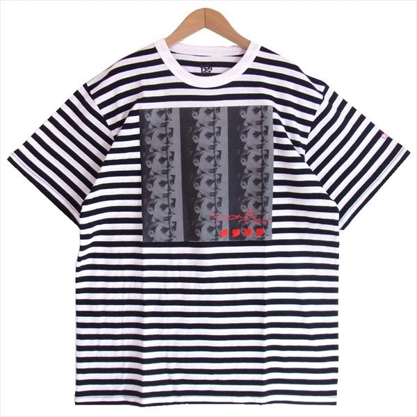 エフアールティー 半袖 プリント ボーダー Tシャツ 黒×白 黒×白 L【新古品】【未使用】【中古】