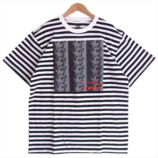 エフアールティー 半袖 プリント ボーダー Tシャツ 黒×白 黒×白 L【新古品】【未使用】【中古】