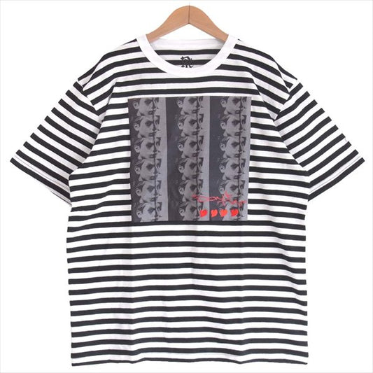 エフアールティー 半袖 プリント ボーダー Tシャツ 黒×白 黒×白 L【新古品】【未使用】【中古】