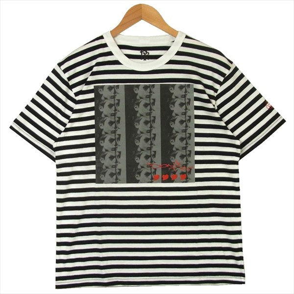 エフアールティー グラフィック プリント 半袖 Tシャツ 白 × 黒 ボーダー  白 × 黒 ボーダー M【新古品】【未使用】【中古】