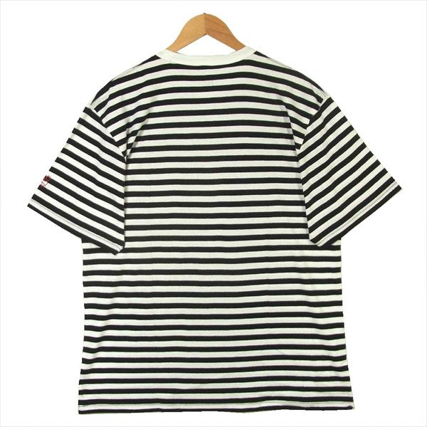 FRT グラフィック プリント 半袖 Tシャツ 白 × 黒 ボーダー  白 × 黒 ボーダー XL【新古品】【未使用】【中古】