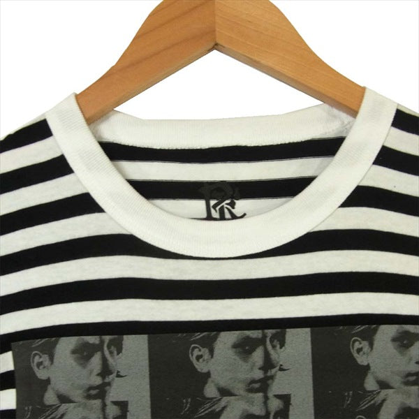 FRT グラフィック プリント 半袖 Tシャツ 白 × 黒 ボーダー  白 × 黒 ボーダー XL【新古品】【未使用】【中古】