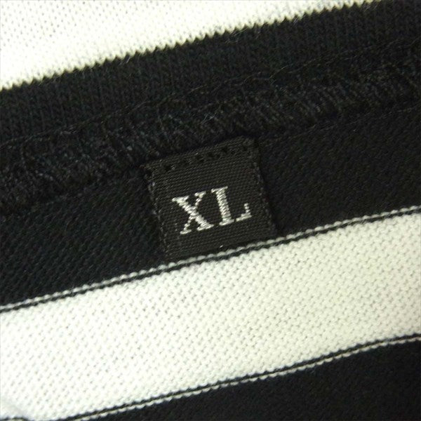 FRT グラフィック プリント 半袖 Tシャツ 白 × 黒 ボーダー  白 × 黒 ボーダー XL【新古品】【未使用】【中古】