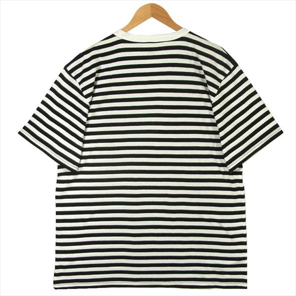 エフアールティー グラフィック プリント 半袖 Tシャツ 白 × 黒 ボーダー 白 × 黒 ボーダー XL【新古品】【未使用】【中古】