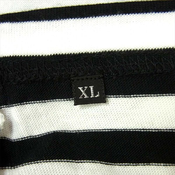 エフアールティー グラフィック プリント 半袖 Tシャツ 白 × 黒 ボーダー 白 × 黒 ボーダー XL【新古品】【未使用】【中古】