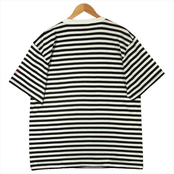 エフアールティー グラフィック プリント 半袖 Tシャツ 白 × 黒 ボーダー 白 × 黒 ボーダー XL【新古品】【未使用】【中古】
